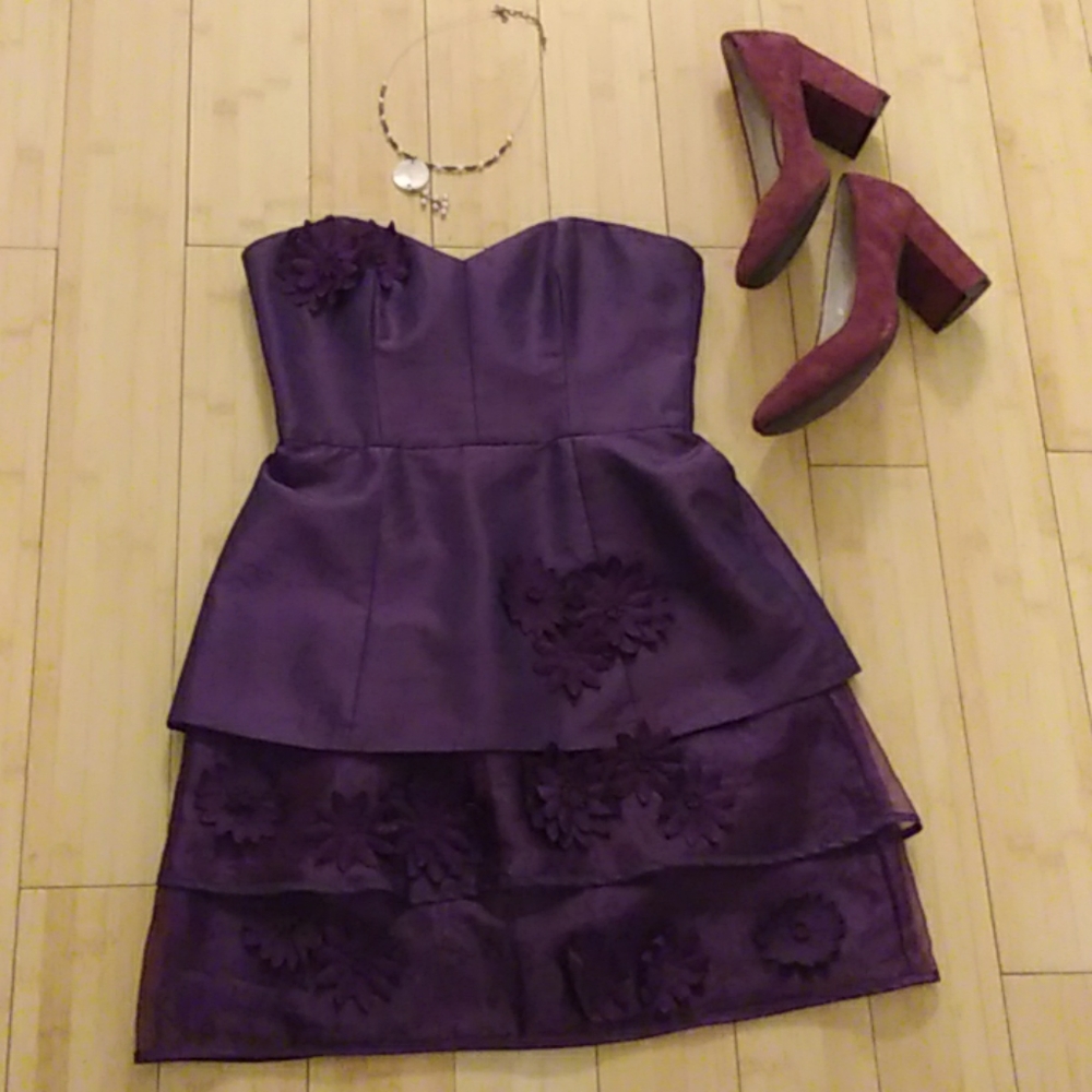 Laundry by Design purple flower applique dress 0
